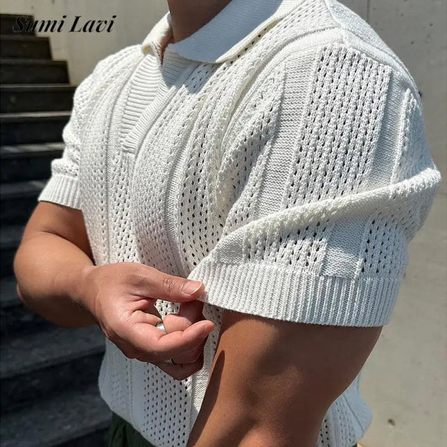 Ultra-Breathable Slim Mesh Polo Shirt for Men