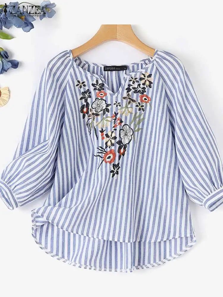 Summer Bohemain Holiday Vintage Floral Pinted Blouse for Women-HighTouch