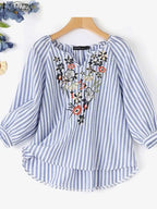 Summer Bohemain Holiday Vintage Floral Pinted Blouse for Women-HighTouch