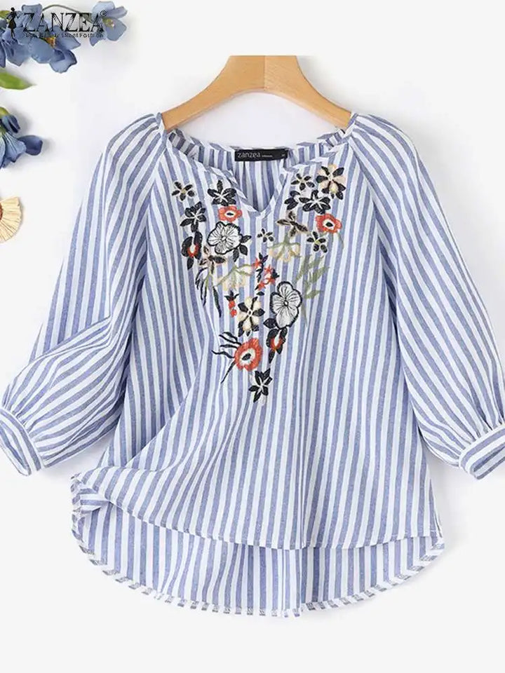 Summer Bohemain Holiday Vintage Floral Pinted Blouse for Women-HighTouch