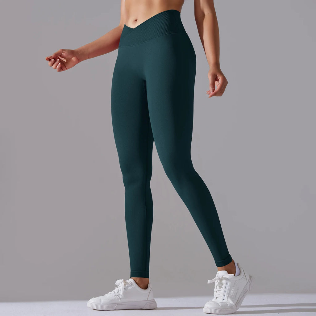 Women’s Seamless High-Waisted Cross-Over Scrunch-Butt Leggings – Lift & Shape-HighTouch