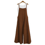 Cotton-Linen Wide-Leg Bib Jumpsuit-HighTouch