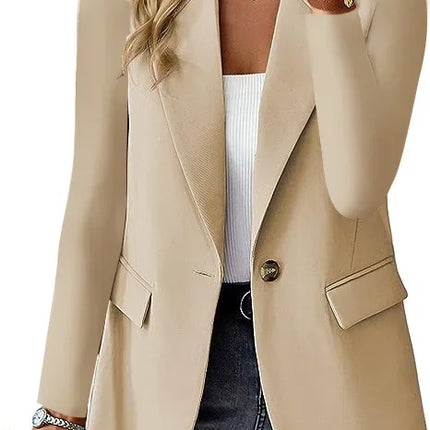 Women’s Casual Solid Blazer – Long Sleeve Turn-Down Collar Suit Coat