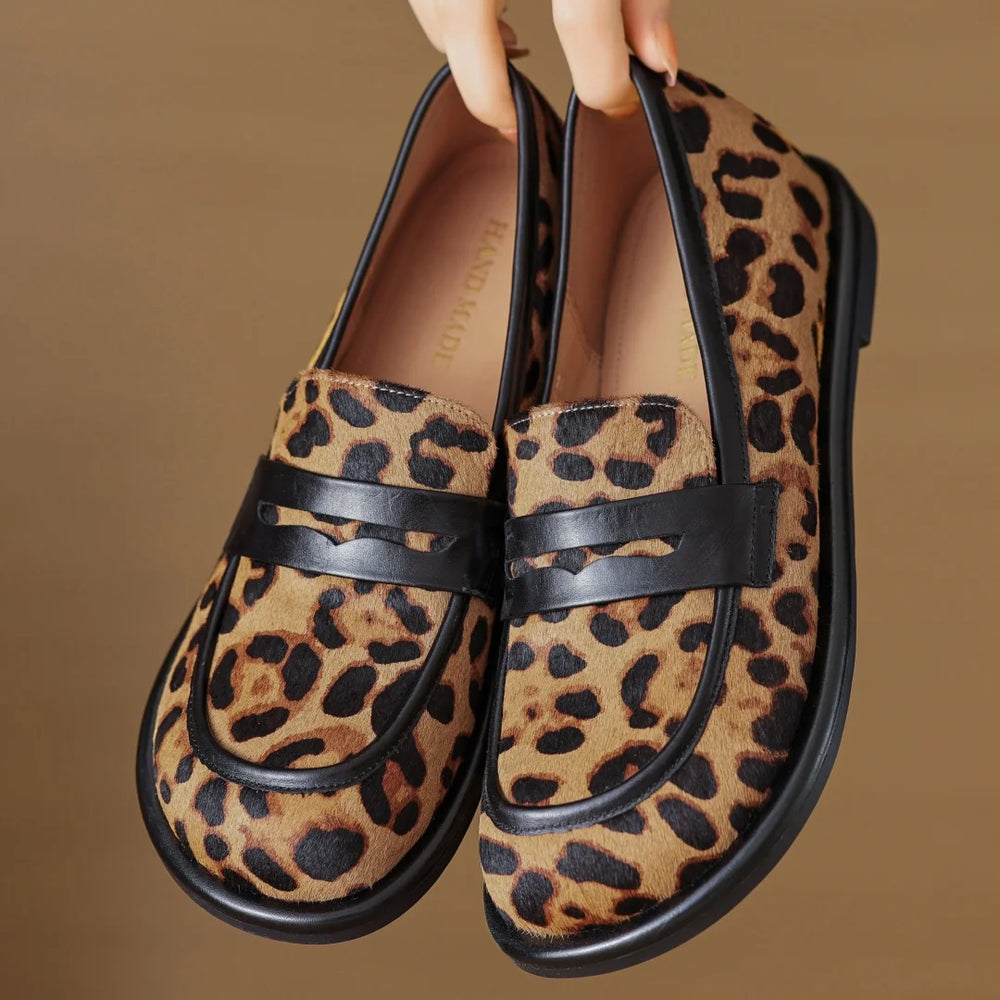Premium Cowhide & Horsehair Women’s Moccasin Loafers-HighTouch