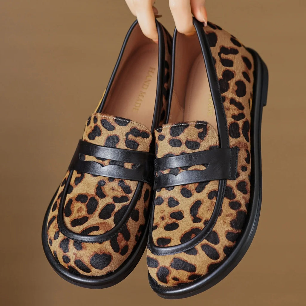 Mocassini da donna in pelle bovina pregiata e crine di cavallo