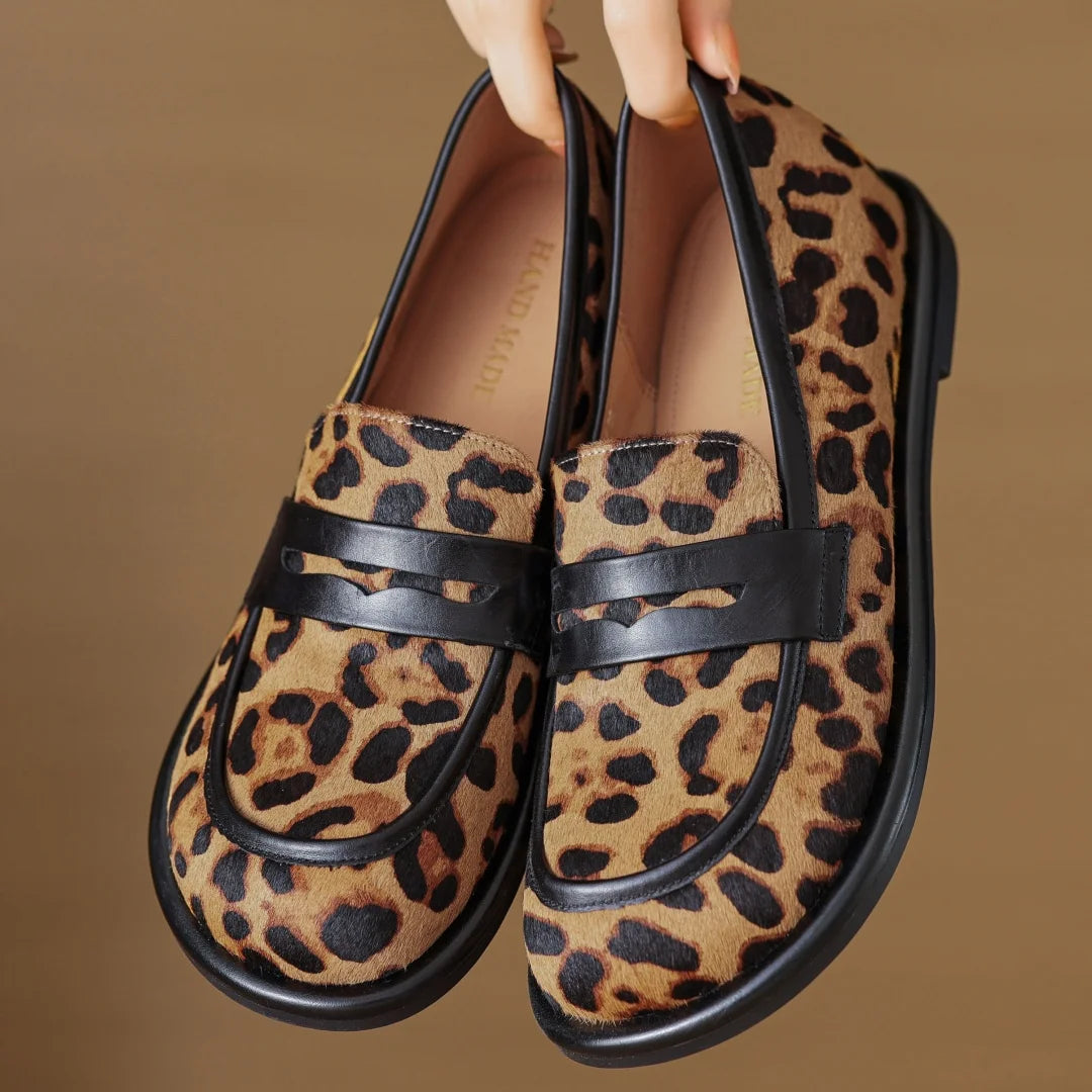 Premium Cowhide & Horsehair Women’s Moccasin Loafers