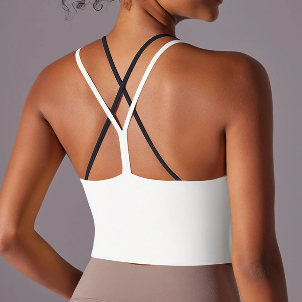 Backless Push-Up Yoga Top – Seamless Padded Workout Top Dames Push Up sport