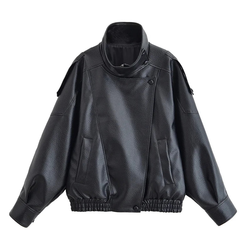 Women’s Faux Leather Motorcycle Jacket – Fall 2025 Fashio-HighTouch