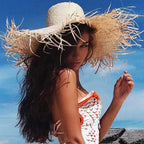 Women’s Wide‑Brim Floppy Straw Beach Hat-HighTouch