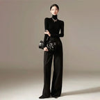 High-Waist Wide-Leg Draped Pants – Sculpting & Sleek Spring Style-HighTouch