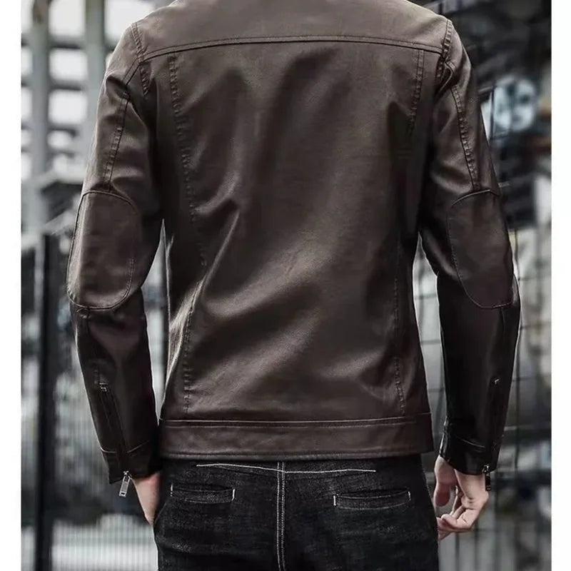 Slim Short PU Leather Blazer Jacket-HighTouch