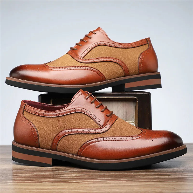 Men's Two-Tone Brogue Oxford Shoes | Classic Leather Spectator Shoes