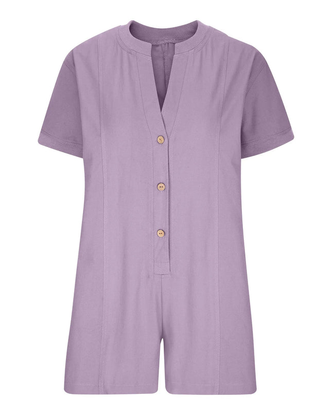 Plus‑Size Button‑Front Short‑Sleeve Romper
