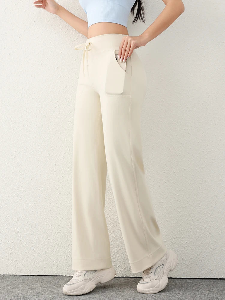 Wide-Leg Drawstring Sweatpants for Women-HighTouch
