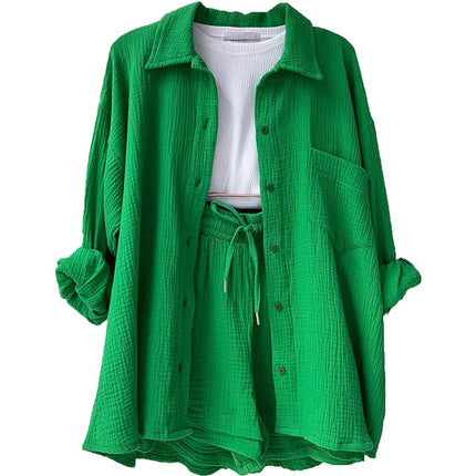 Effortless Summer Two-Piece Muslin Suit Set – Chic, Lightweight & Polished