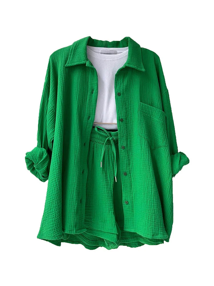 Effortless Summer Two-Piece Muslin Suit Set – Chic, Lightweight & Polished-HighTouch