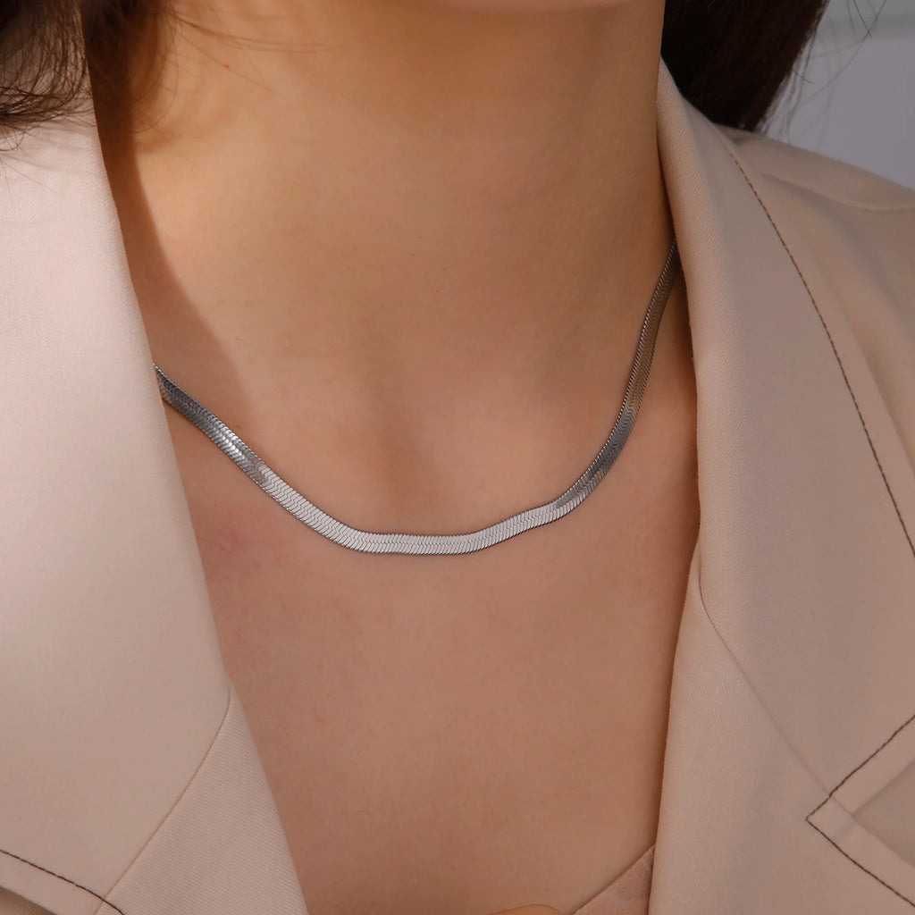 Gold Colour Stainless Steel Snake Chain Necklace-HighTouch