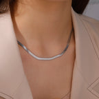 Gold Colour Stainless Steel Snake Chain Necklace-HighTouch