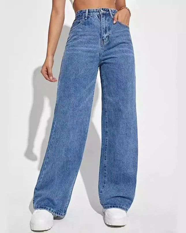 High Waist Retro Baggy Straight Jeans for Women's