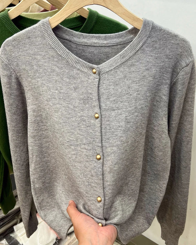 Cozy Chic Long‑Sleeve Open‑Front Knit Cardigan – For Spring & Autumn