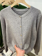 Cozy Chic Long‑Sleeve Open‑Front Knit Cardigan – For Spring & Autumn-HighTouch