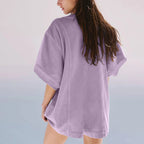 Plus‑Size Button‑Front Short‑Sleeve Romper-HighTouch