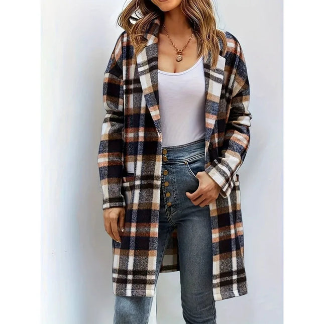 Plaid Wool Coat for Women