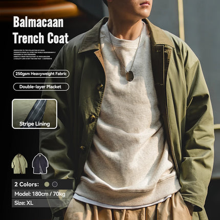 Men’s Mid-Length Windbreaker Coat – Casual Autumn/Winter Jacket