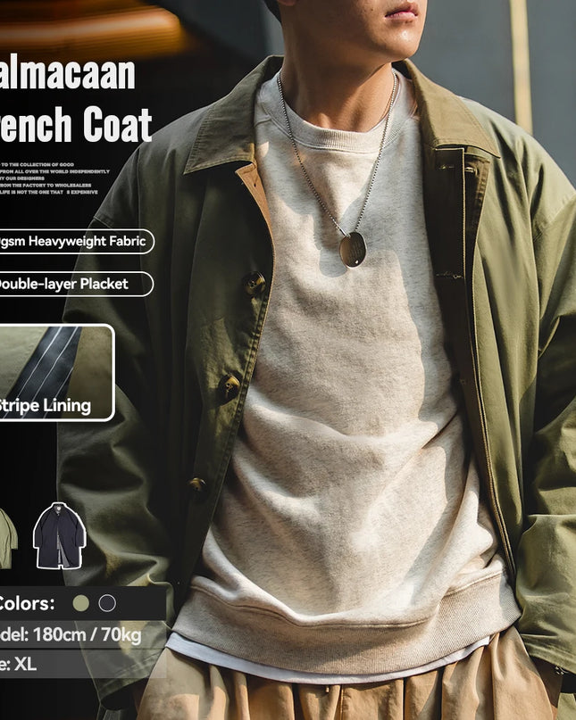 Men’s Mid-Length Windbreaker Coat – Casual Autumn/Winter Jacket