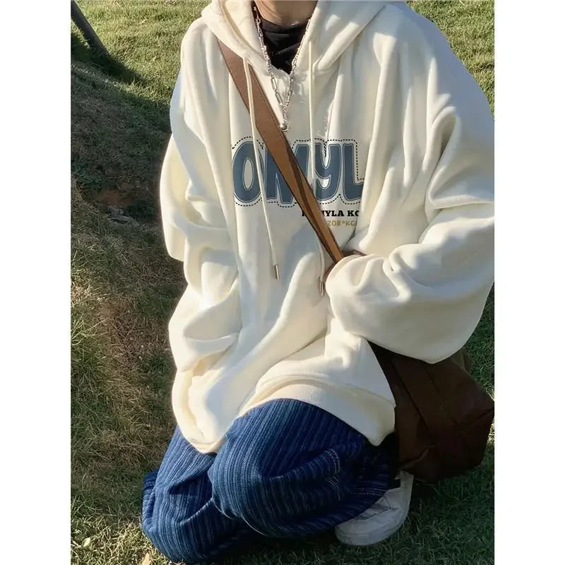 Loose Oversize Cotton Hoodie – Draped Casual Style for Spring & Autumn