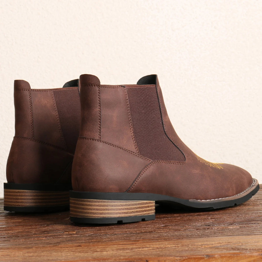 Men’s Embroidered Ankle Boots-HighTouch