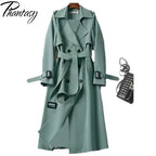 Phantasy Women’s Lace-Up British Style Trench Coat-HighTouch