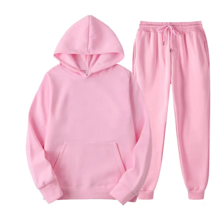 Womens Autumn/Winter Hoodie & Sweatpants Set – Casual Pullover Tracksuit