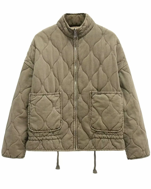 Diamond-Embellished Reversible Short Jacket – Plush Autumn/Winter Overlay