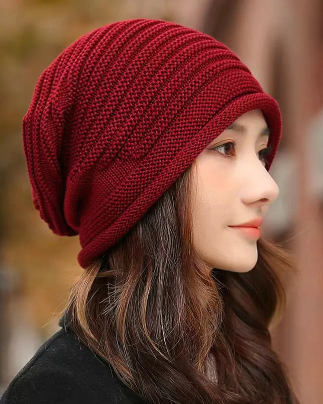Women & Men Autumn Winter Knitted Wool Roll‑Brim Beanie