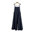 Cotton-Linen Wide-Leg Bib Jumpsuit-HighTouch