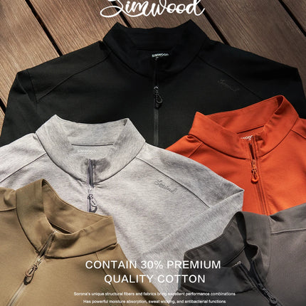 SIMWOOD | Sorona Half-Zip Long Sleeve Tee – Regular Fit T-Shirts, 230gsm