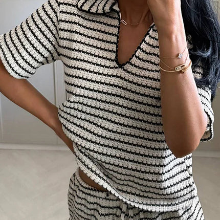 Women’s Knit Striped Pullover & Pants Set
