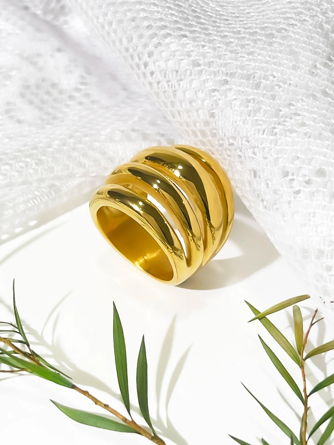 Gold Colour Dome Ring hunky Statement Ring UK-HighTouch