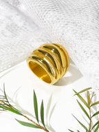 Gold Colour Dome Ring hunky Statement Ring UK-HighTouch