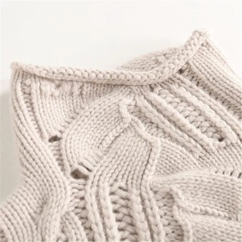 Women’s Cashmere Blend Cable Knit Sweater with High Neck