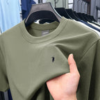 Premium Embroidered Cotton Crew-Neck Tee – High-End Casual Summer Style-HighTouch