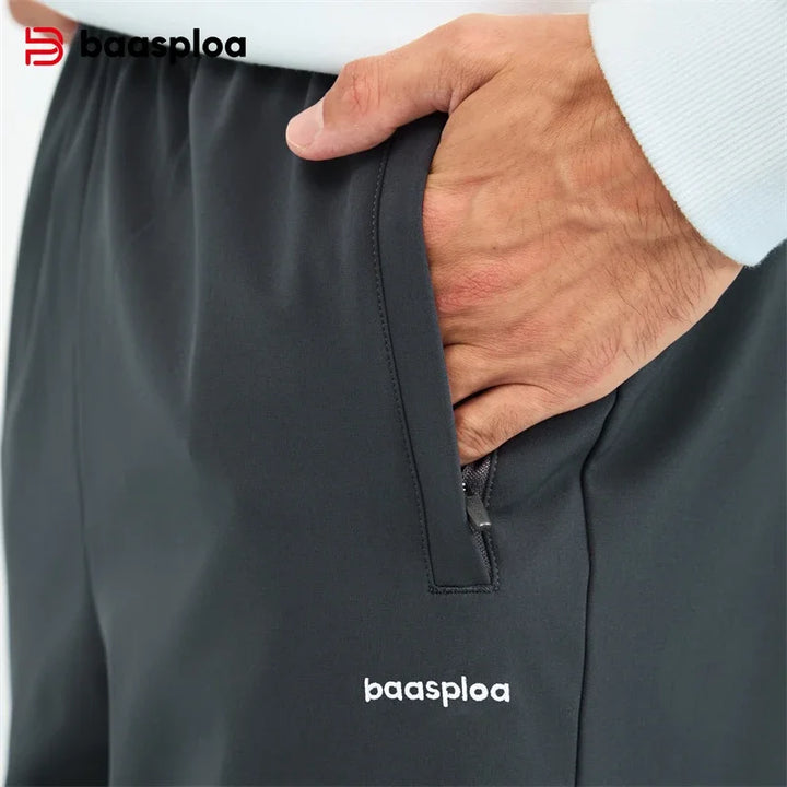 Men's Solid Color Sweatpants – Cozy Winter Joggers with Pockets-HighTouch