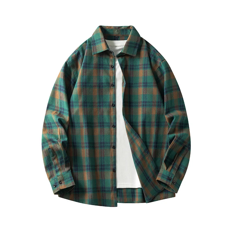 Oversized Flannel Check Shirt – Soft Cotton Long Sleeve Streetwear-HighTouch