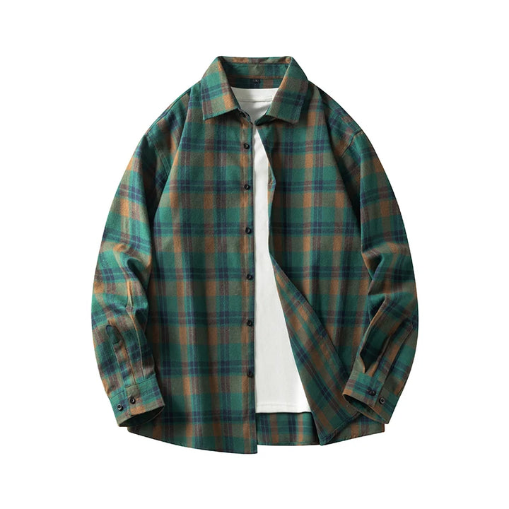 Oversized Flannel Check Shirt – Soft Cotton Long Sleeve Streetwear-HighTouch
