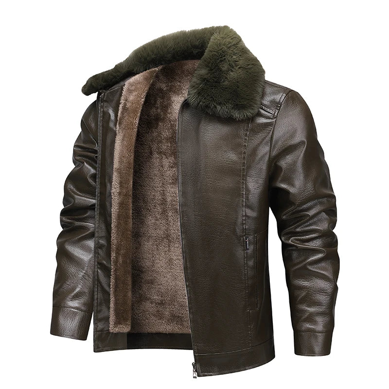 Men’s Fleece-Lined Biker Jacket-HighTouch