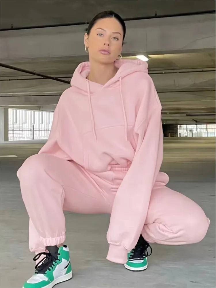 Women’s Fleece Tracksuit Set – Soft Hoodie & Jogger Pants for Cozy Style-HighTouch