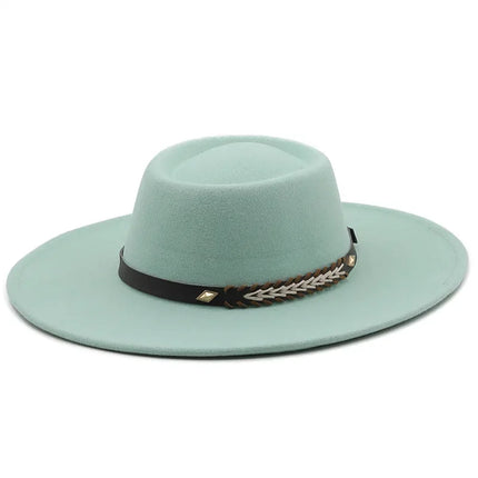 British-Style Wide-Brim Felt Fedora – Adjustable Luxury Jazz & Wedding Hat
