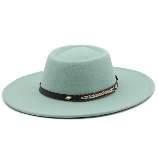 British-Style Wide-Brim Felt Fedora – Adjustable Luxury Jazz & Wedding Hat