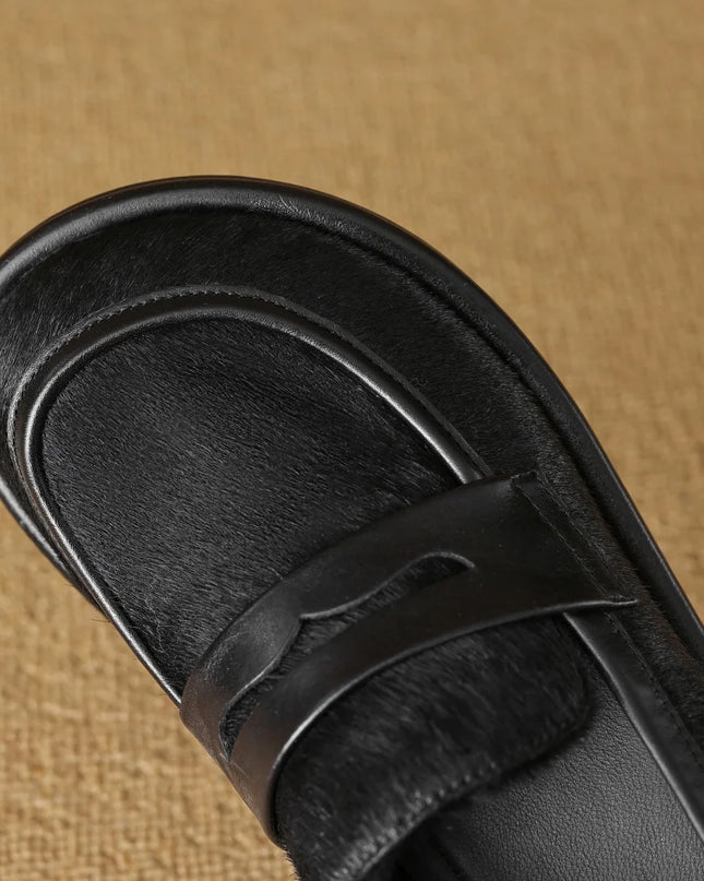 Premium Cowhide & Horsehair Women’s Moccasin Loafers